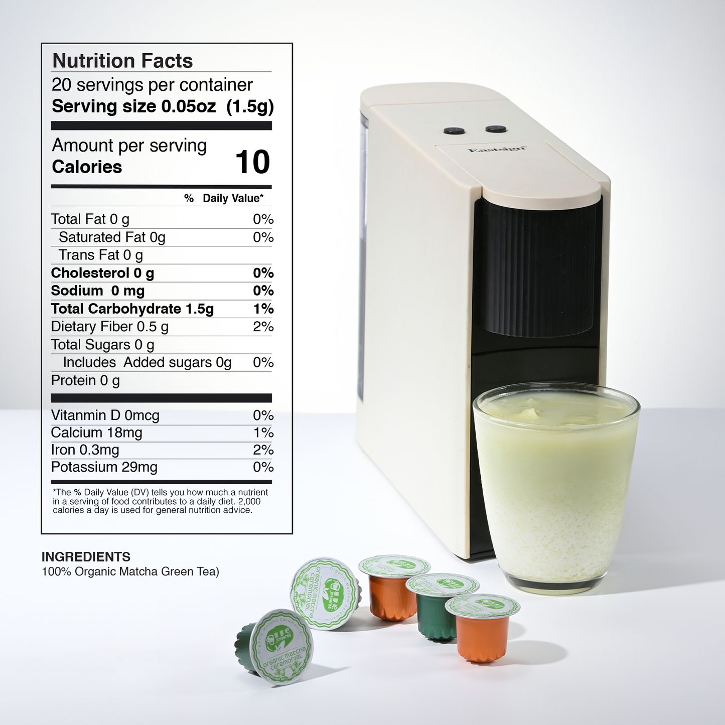 Organic Matcha Ceremonial Tea 20 Pods for Nespresso Original Machine