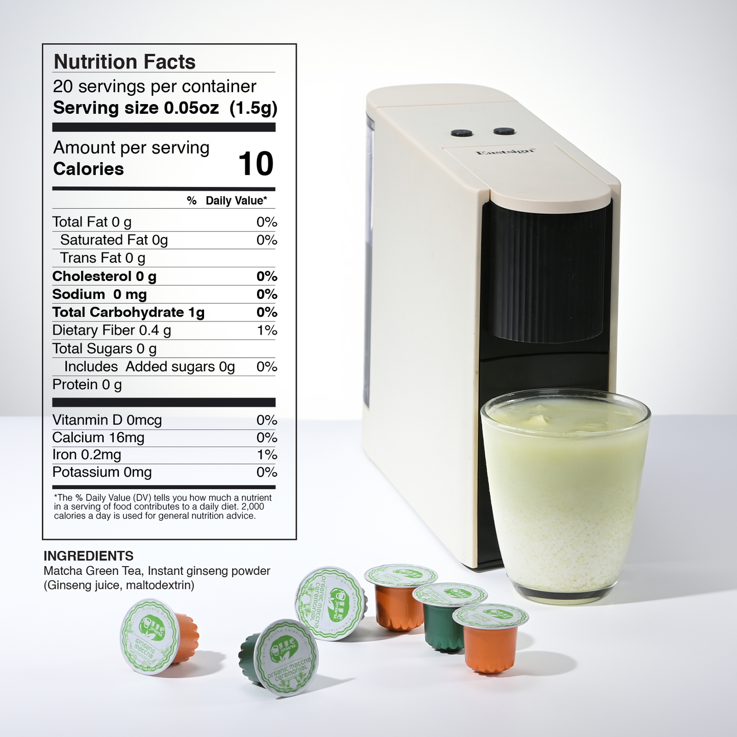 Ginseng Matcha Tea 20 Pods for Nespresso Original Machine